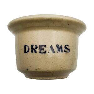 Handcrafted Beige Ceramic Stoneware Dreams 5.5" D Bowl Dish Pottery Signed